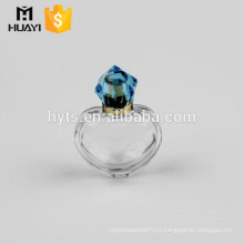 Flacons de parfum personnalisés en forme de coeur de 100ml avec capuchon de diamant en cristal bleu
